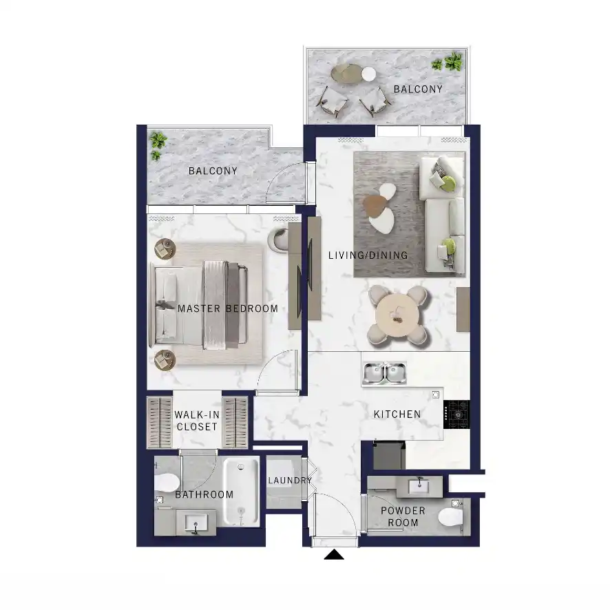 Floor plan of 2 bedroom apartment at DoubleTree Residences
