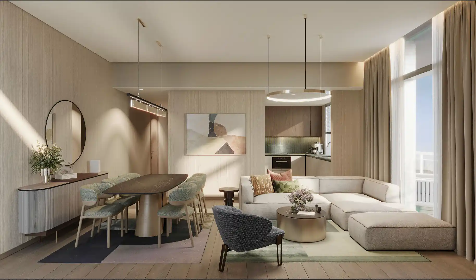 Stylish living area at DoubleTree Residences