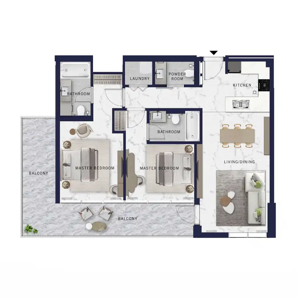 1 bedroom apartment floor plan at DoubleTree Residences by Hilton