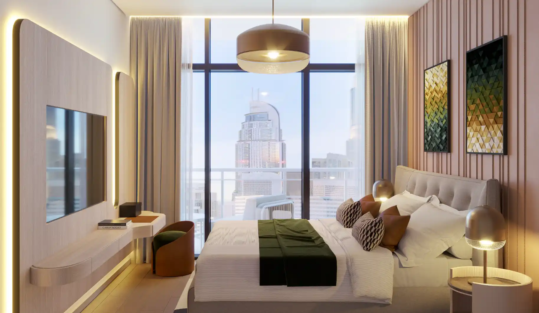 Sea-facing bedroom with large windows at DoubleTree