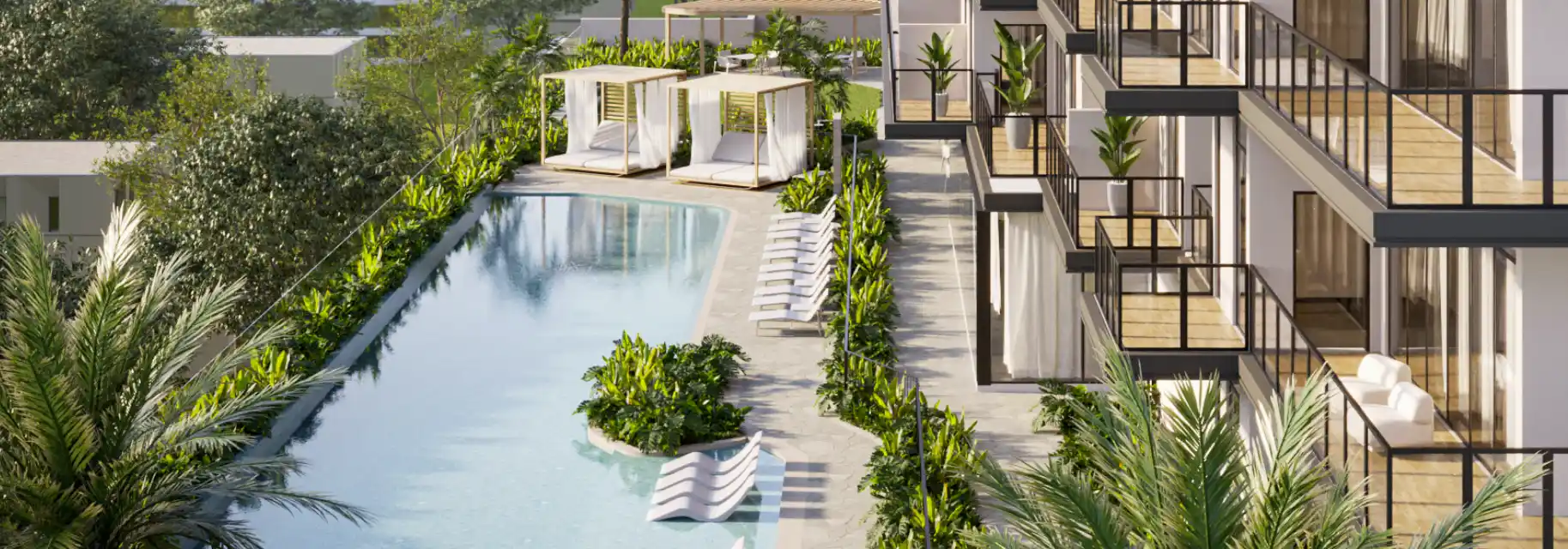 Modern pool at DoubleTree Residences by Hilton