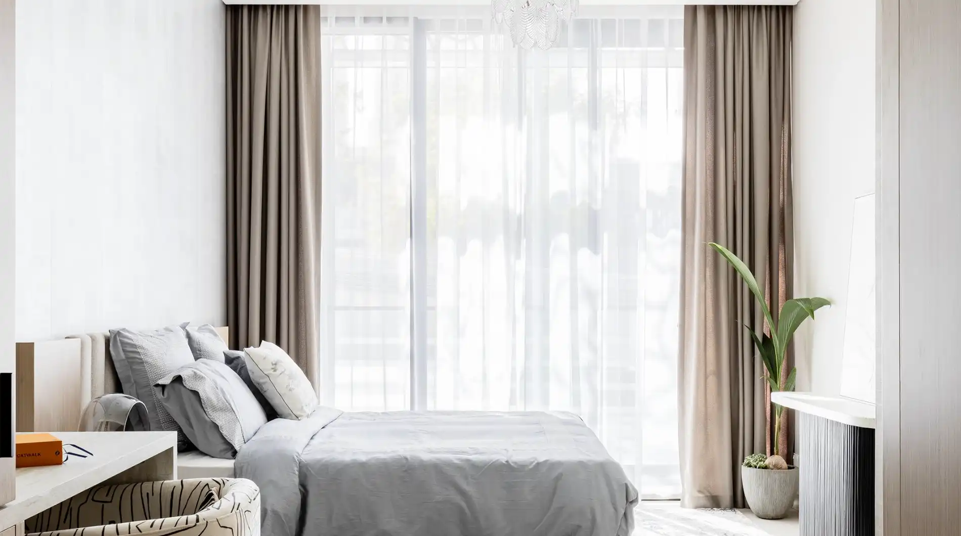 Contemporary bedroom interior at Luminar Dubai