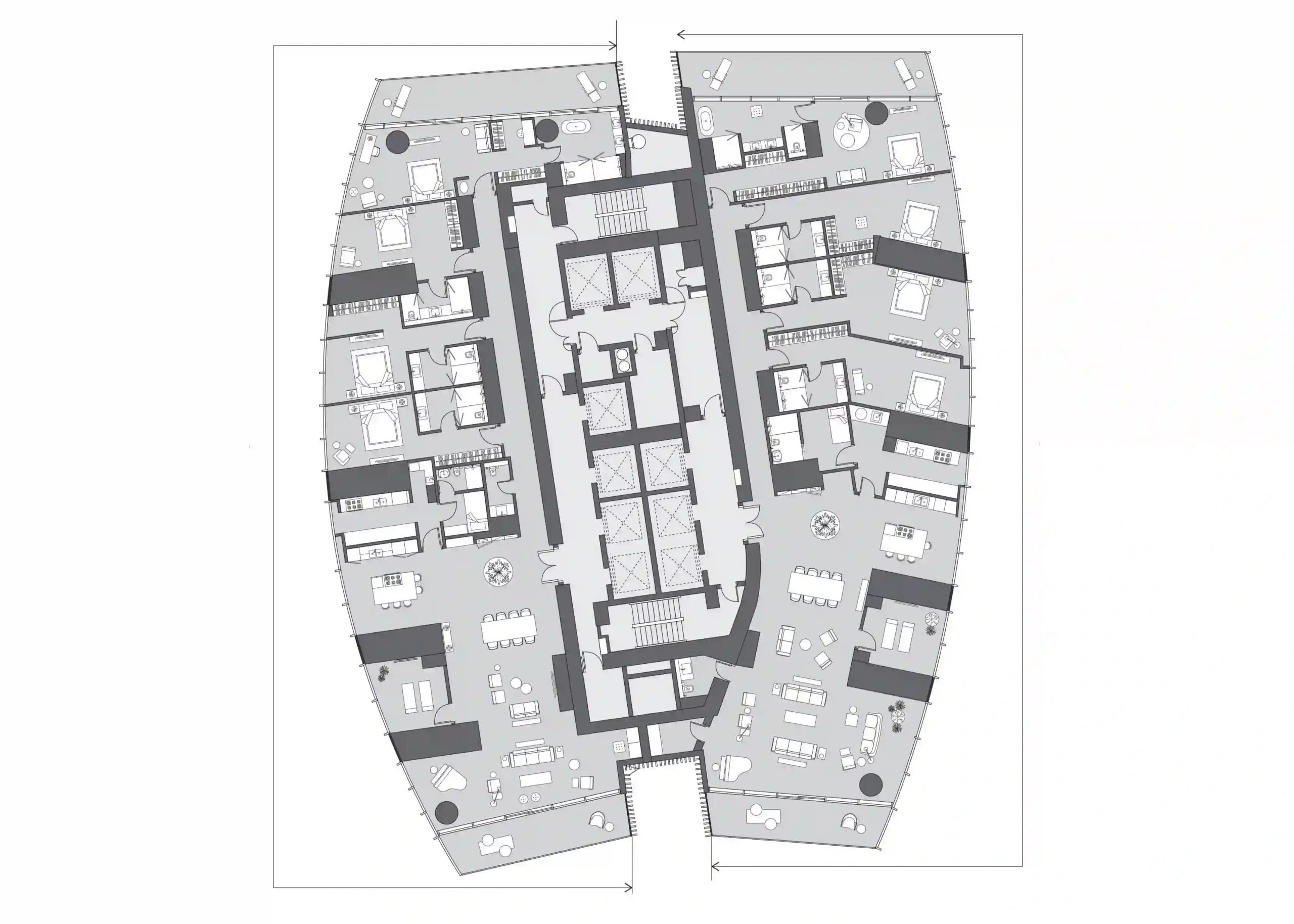 Half-floor penthouse floor plan at Six Senses Residences