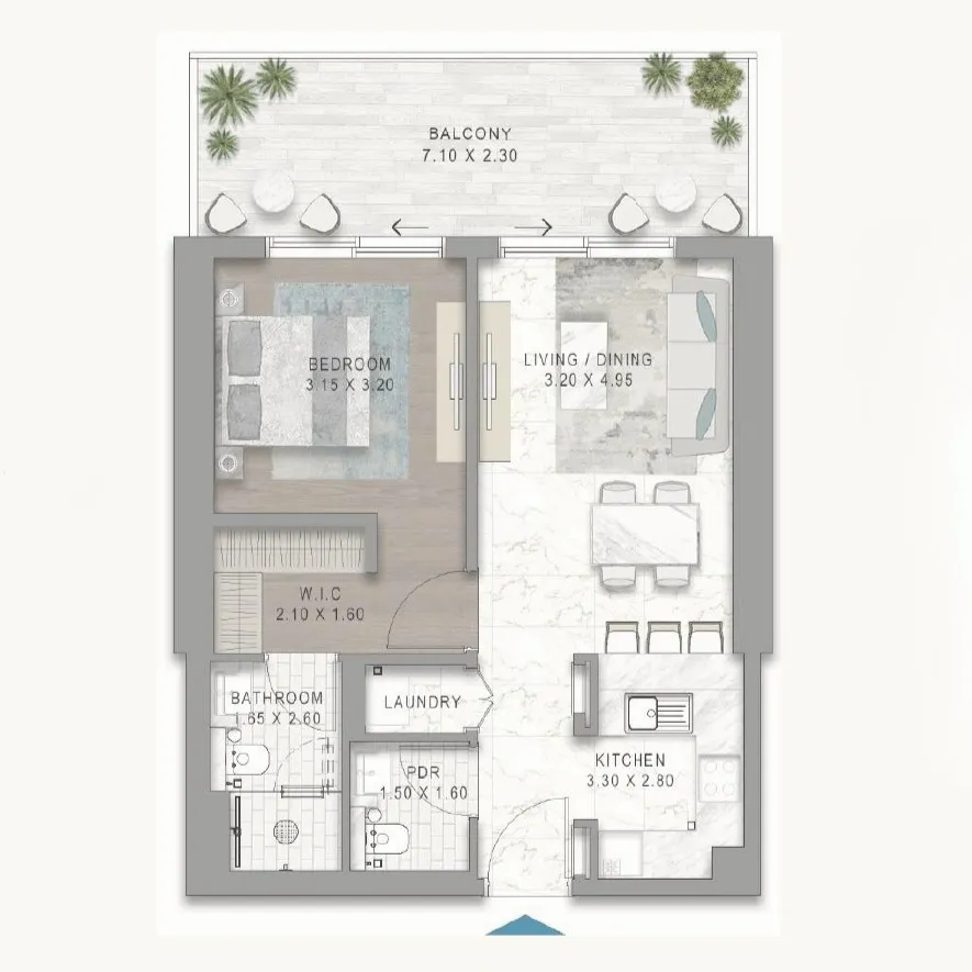 1 bedroom apartment floor plan at Chelsea Residences