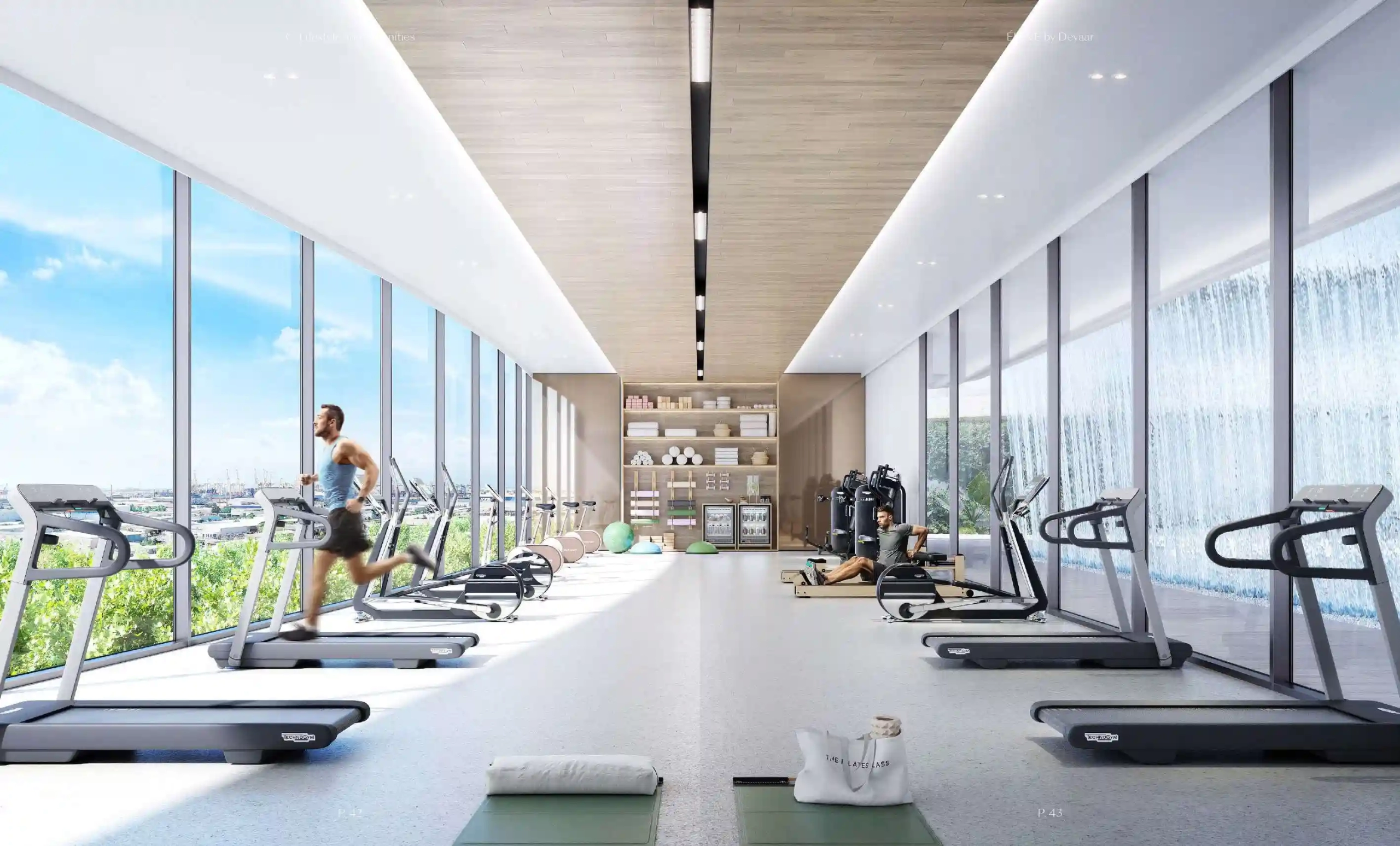 Rooftop gym at Eleve by Deyaar with skyline view