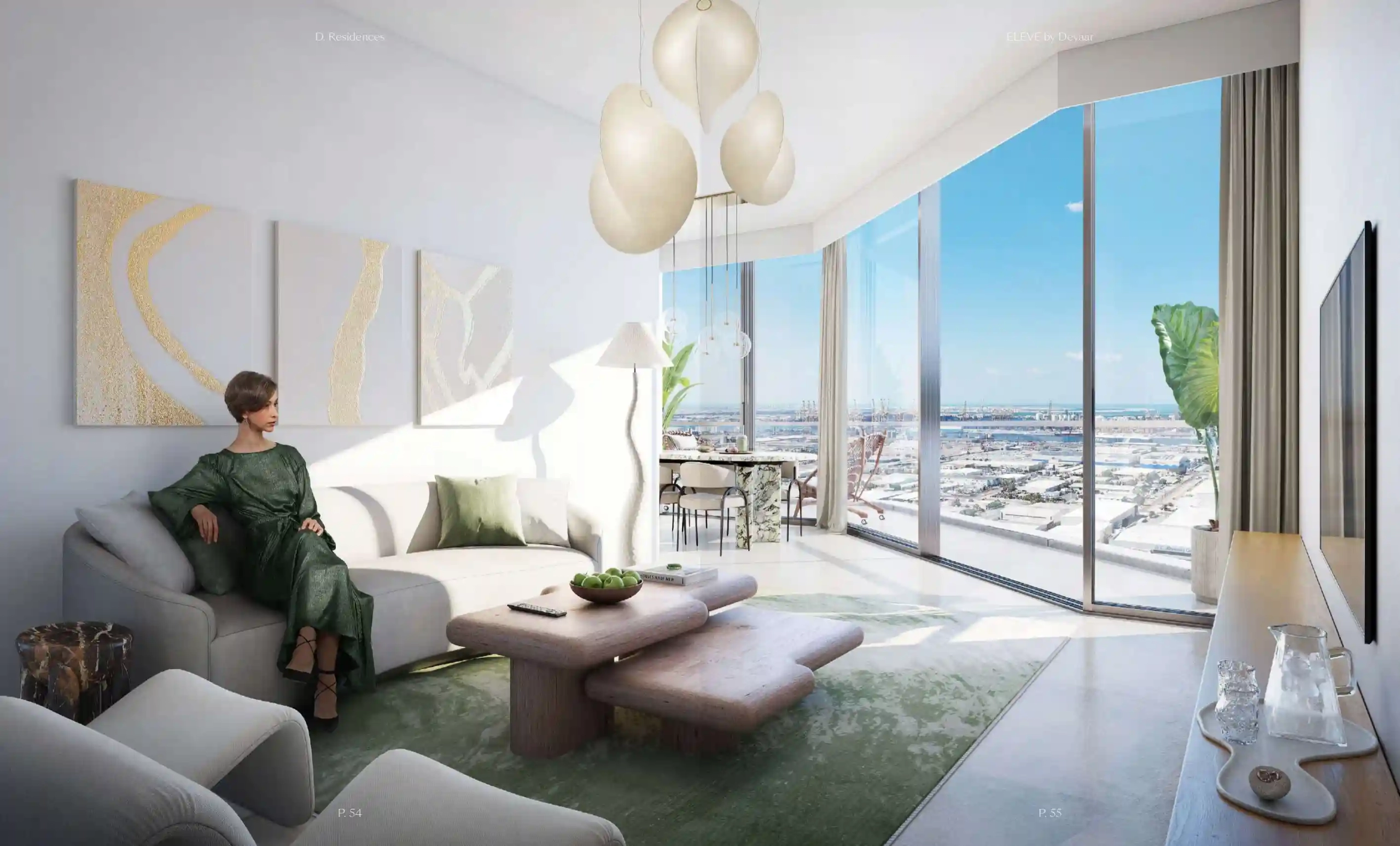 Living room interior at Eleve apartment Dubai