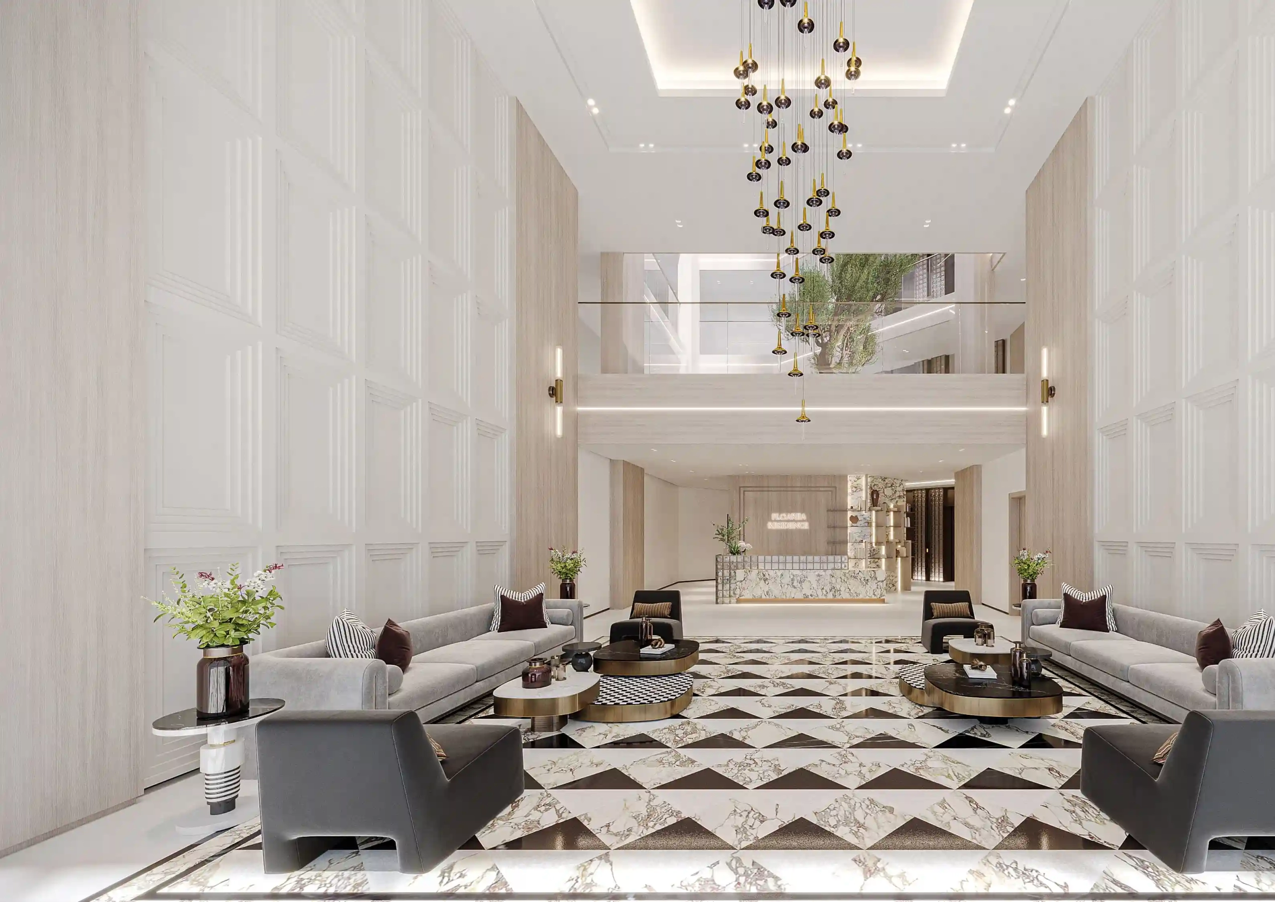 Interior living room at Floarea Residence with natural light