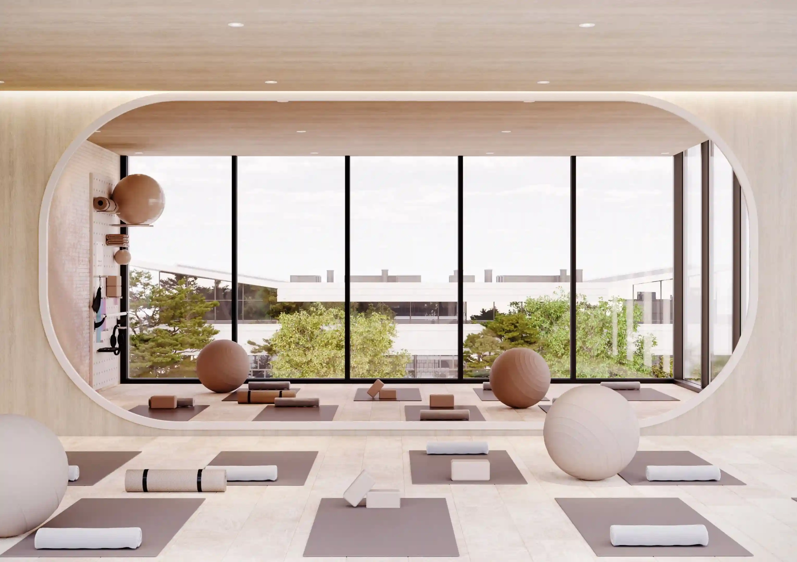 Indoor fitness center at Floarea Residence