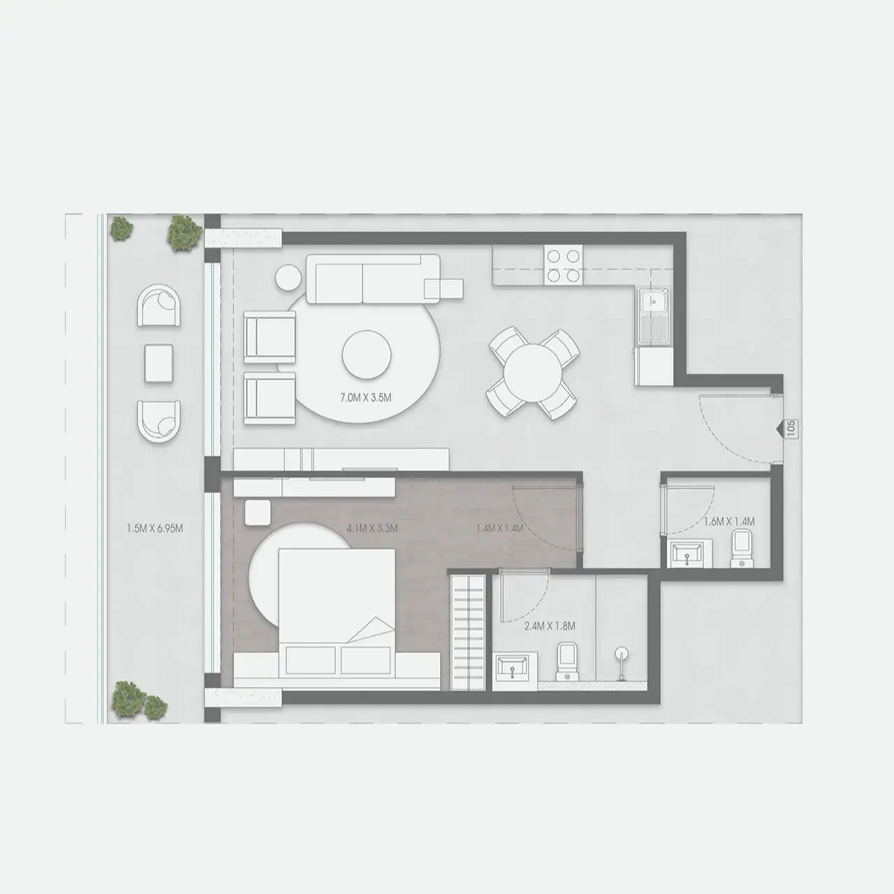 2 bedroom apartment layout at Valores Residences