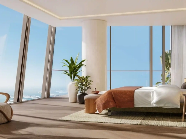 Bedroom at Six Senses Residences with Palm views