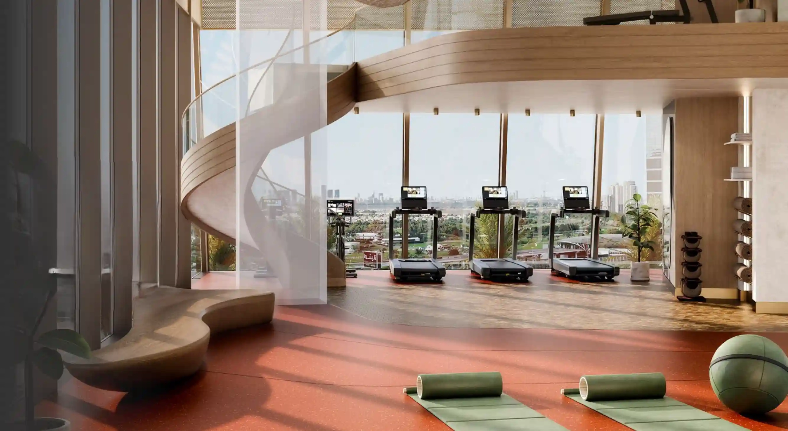 Sky-level gym at Six Senses Residences