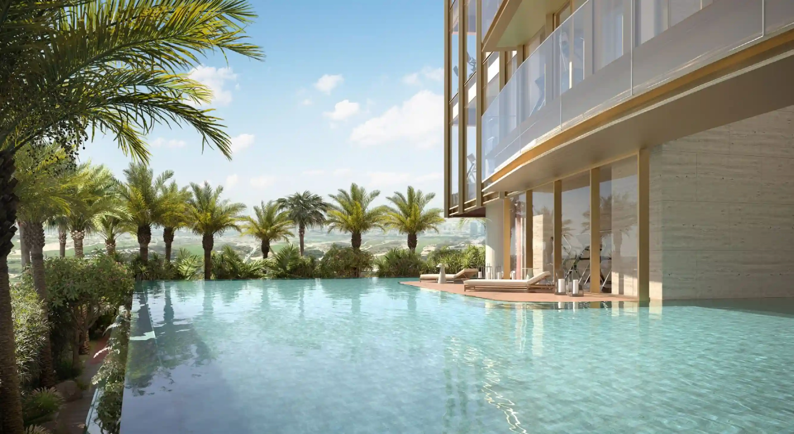 Infinity pool at Six Senses Residences with skyline views