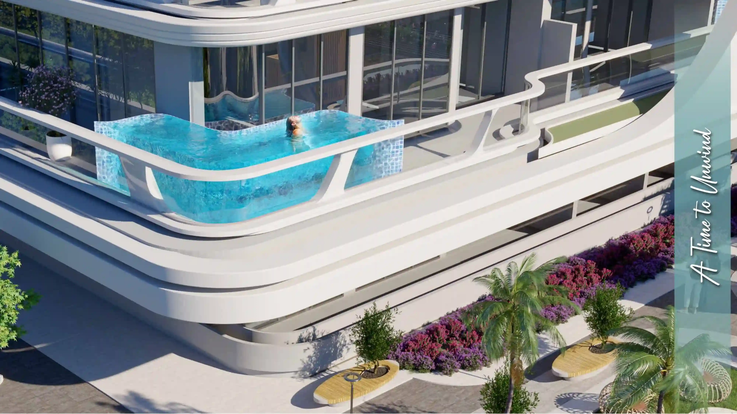 Woman enjoying private pool at Samana California Dubai